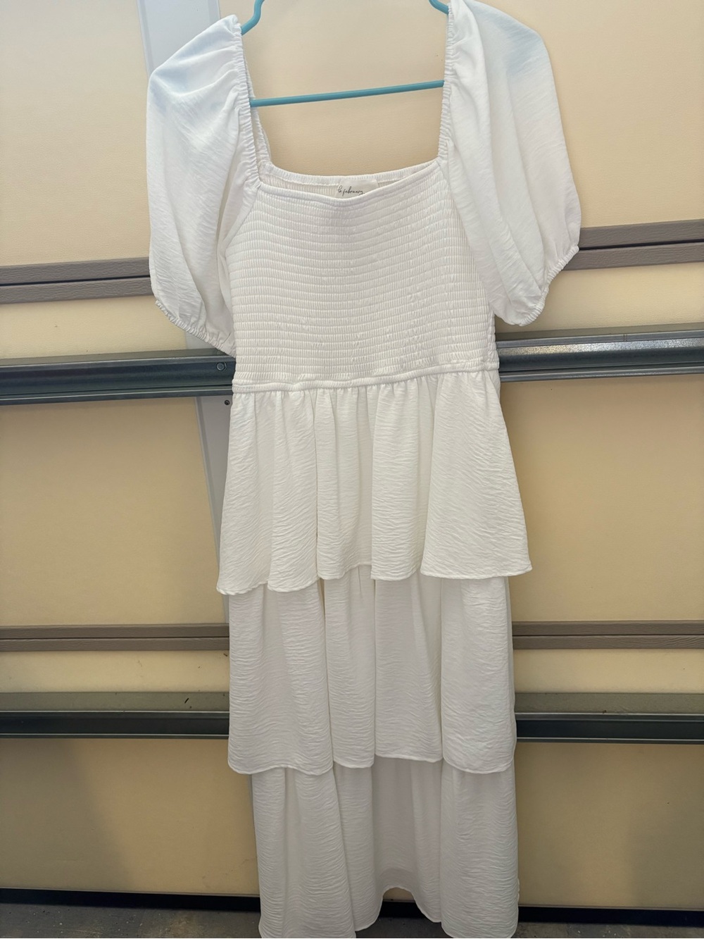 White Maxi Dress with Puff Sleeves - Brand